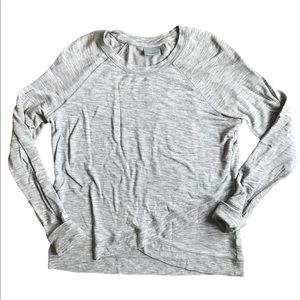 ATHLETA Serenity Heather gray criss cross asymmetrical pullover medium